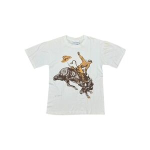 Stanley Desantis T-shirt Mens Medium White Good 90s Cowboy Graphic Tee